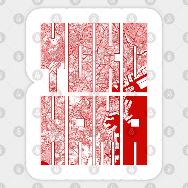 Yokohama, Japan City Map Typography - Oriental Sticker by deMAP Studio